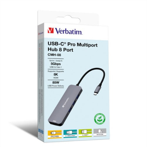 Verbatim CMH-08 USB Type-C 5000 Mbit/s Silver