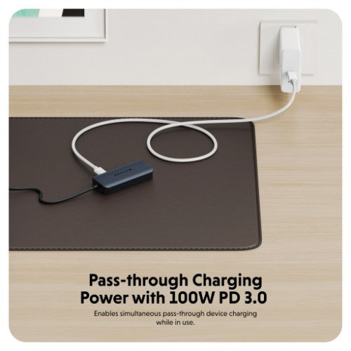 HYPER HD4001GL interface hub USB 3.2 Gen 1 (3.1 Gen 1) Type-C 10000 Mbit/s Blue, Grey