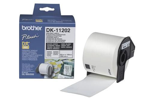 Brother DK-11202 DirectLabel Etikettes 62mm x 100mm 300 for Brother P-Touch QL/700/800/QL 12-102mm/QL 12-103.6mm