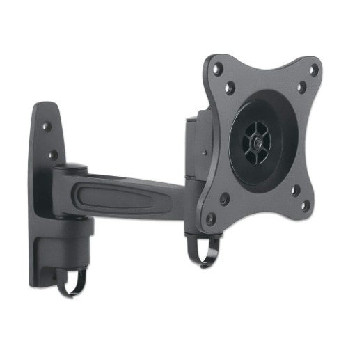 Manhattan Wall Mount for TV & Monitors (Tilt and Swivel 2 pivots), For screens 13" to 27", VESA compatability: 75x75mm and 100x100mm - check the dimensions of the four mounting holes on back of screen to ensure it fits, Max 15kg, Black, Bracket