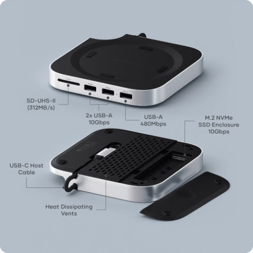 Satechi ST-GNMMES laptop dock/port replicator Wired USB 3.2 Gen 2 (3.1 Gen 2) Type-C Silver