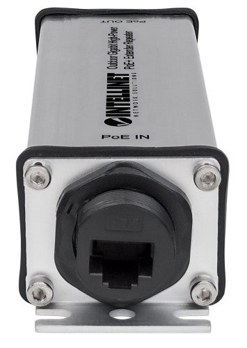 Intellinet Outdoor Gigabit High-Power PoE+ Extender Repeater, IEEE 802.3at/af Power over Ethernet (PoE+/PoE), Extends Range up to 100m, Metal, IP65
