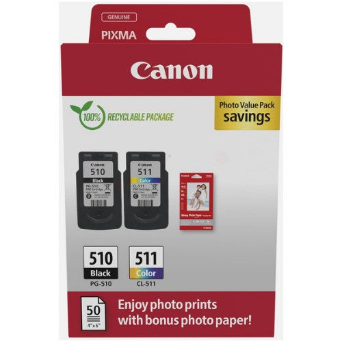 Canon 2970B017/PG-510+CL-511 Printhead cartridge multi pack black + color PVP, 2x220 pages ISO/IEC 24711 9ml Pack=2 for Canon Pixma MP 240