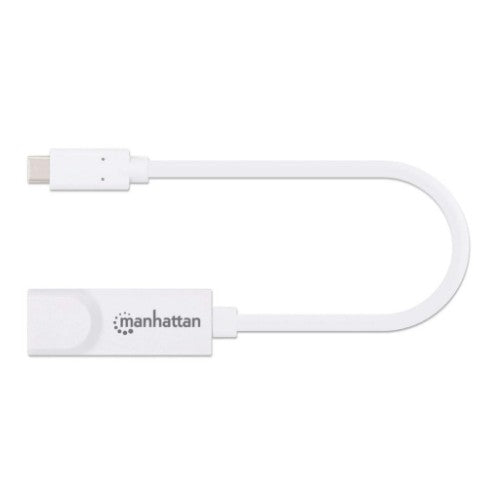 Manhattan USB-C to Gigabit (10/100/1000 Mbps) Network Adapter, White, supports up to 2 Gbps full-duplex transfer speed, RJ45, Three Year Warranty, Equivalent to US1GC30W