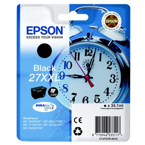 Epson C13T27914010/27XXL Ink cartridge black extra High-Capacity, 2.2K pages 34.1ml for Epson WF 3620