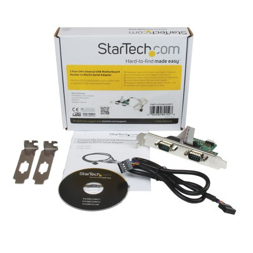 StarTech.com 24in Internal USB Motherboard Header to 2 Port Serial RS232 Adapter