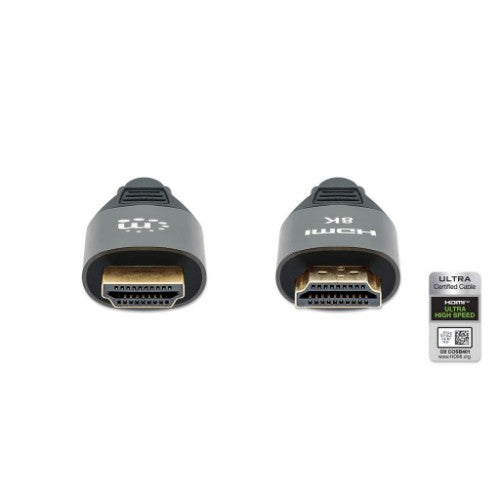 Manhattan HDMI 8K@60Hz Cable with Ethernet, 2m, Certified, Suitable for ALL 8K, 4K & 1080p/HD uses - when upgrading now or have it ready for when you need it, Male to Male, Black, 4K@120Hz, Lifetime Warranty, Ultra High Speed