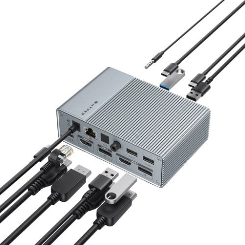 HYPER HDG215-EU laptop dock/port replicator Wired USB 3.2 Gen 1 (3.1 Gen 1) Type-C Silver