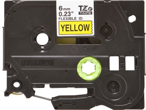 Brother TZE-FX611 DirectLabel black on yellow Laminat 6mm x 8m for Brother P-Touch TZ 3.5-18mm/6-12mm/6-18mm/6-24mm/6-36mm