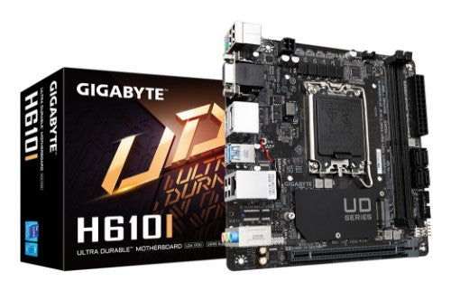 GIGABYTE H610I Motherboard - Supports Intel Core 14th CPUs, 4+1+1 Hybrid Digital VRM, up to 5600MHz DDR5, 1xPCIe 3.0 M.2, GbE LAN, USB 3.2 Gen 1