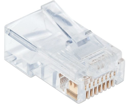 Intellinet RJ45 Modular Plugs Pro Line, Cat5e, UTP, 3-prong, for solid wire, 50 µ gold-plated contacts, 100 pack
