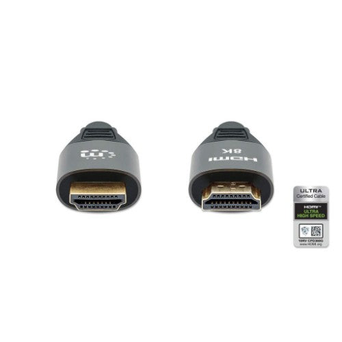 Manhattan HDMI 8K@60Hz Cable with Ethernet, 3m, Certified, Suitable for ALL 8K, 4K & 1080p/HD uses - when upgrading now or have it ready for when you need it, Male to Male, Black, 4K@120Hz, Lifetime Warranty, Ultra High Speed