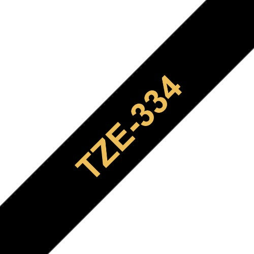 Brother TZE-334 DirectLabel gold on black Laminat 12mm x 8m for Brother P-Touch TZ 3.5-18mm/6-12mm/6-18mm/6-24mm/6-36mm