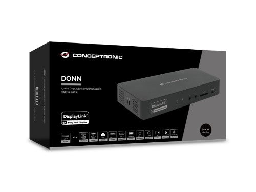 Conceptronic DONN31B 17-in-1 DisplayLink Docking Station USB 3.2 Gen 2