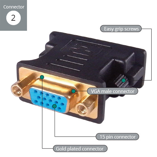 connektgear DVI-I to VGA Monitor Adapter - Male to Female (24+5 Analogue)