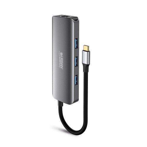 Urban Factory HUBEE 8 IN 1 : HUB USB-C WITH 3 USB-A / 1 HDMI 4K / 1 RJ45 / 2 CARD READERS AND 1 USB-C 100W PD