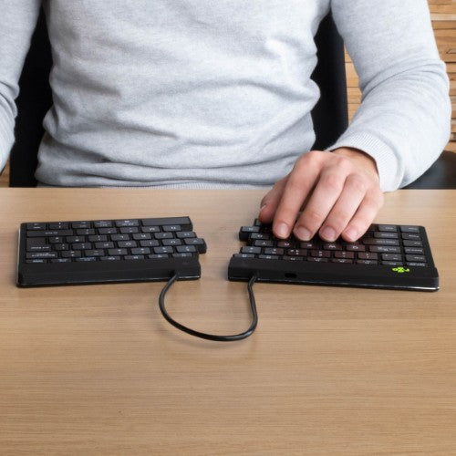 R-Go Tools Ergonomic keyboard R-Go Split Break with break software, ergonomic split keyboard, AZERTY (FR), Bluetooth, black