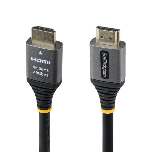 StarTech.com 1ft (30cm) Certified Ultra High Speed HDMI Cable, 8K 60Hz/4K 120Hz, HDMI 2.1 Cable with HDR10+ / eARC, 48Gbps, 8K HDMI Cord for Monitor/TV/Display, Flexible TPE Jacket