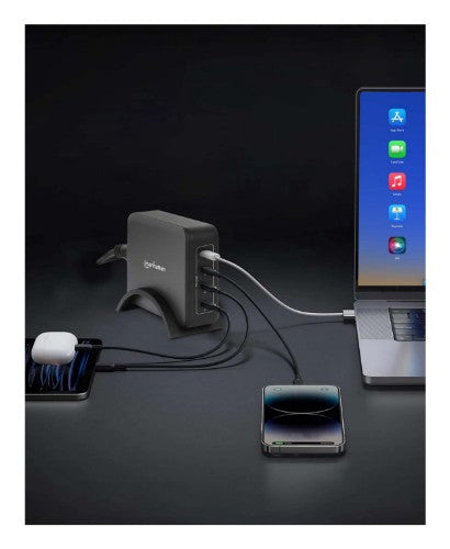 Manhattan 4-Port GaN USB Power Delivery Charging Station - 240 W / PD 3.1, Four USB-C PD Ports with up to 140 W per Port, 240 W Total Output, Power Delivery 3.1, Black