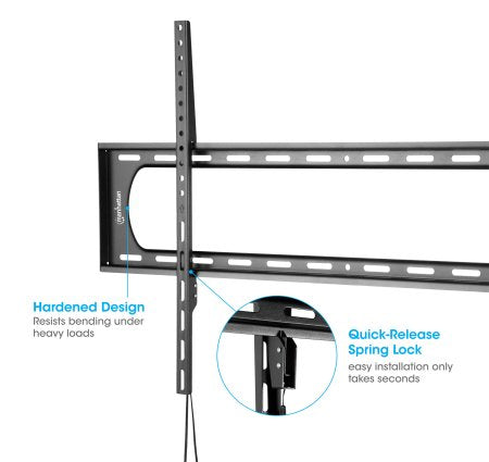 Manhattan Wall Mount for TV & Monitors (Fixed Low Profile), For screens: 60" to 120", VESA compatability: all between 50x50 to 900x600mm - check the dimensions of the four mounting holes on back of screen to ensure it fits, Max 120kg, Black, LFD, Bracket