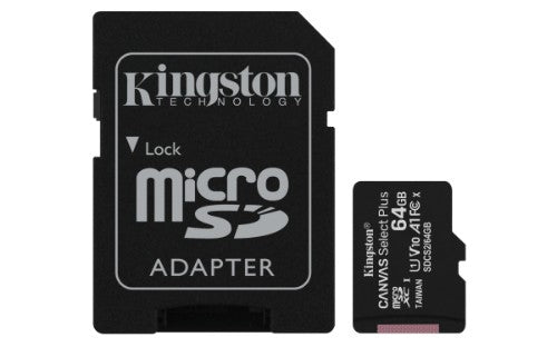 Kingston Technology Canvas Select 64GB micSDXC Plus 100R A1 C10 Card + ADP