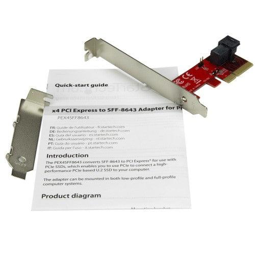 StarTech.com x4 PCI Express to SFF-8643 Adapter for PCIe NVMe U.2 SSD
