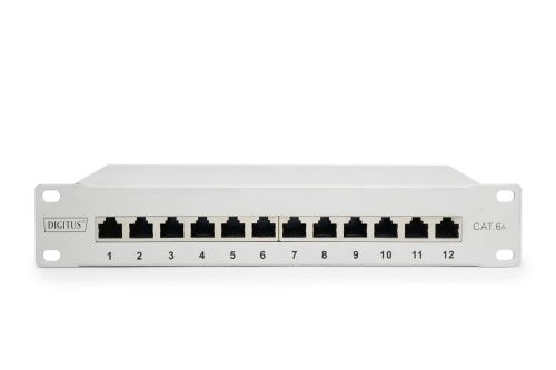 Digitus CAT 6A Patch Panel, shielded, 12-Port, 1HE, 10", grey