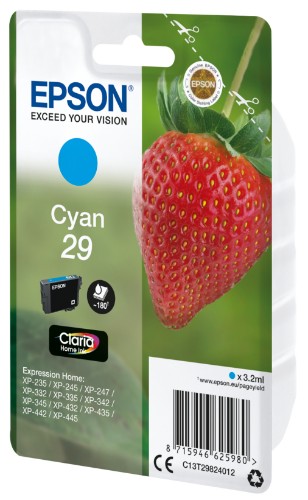 Epson C13T29824012/29 Ink cartridge cyan, 180 pages ISO/IEC 19752 3,2ml for Epson XP 235/335