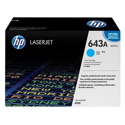 HP Q5951A/643A Toner cartridge cyan, 10K pages/5% for HP Color LaserJet 4700