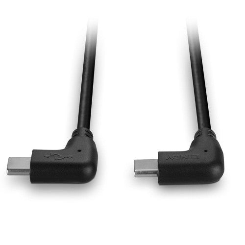 Lindy 0.5m USB 2.0 Right-Angled USB-C to Right-Angled USB-C Cable