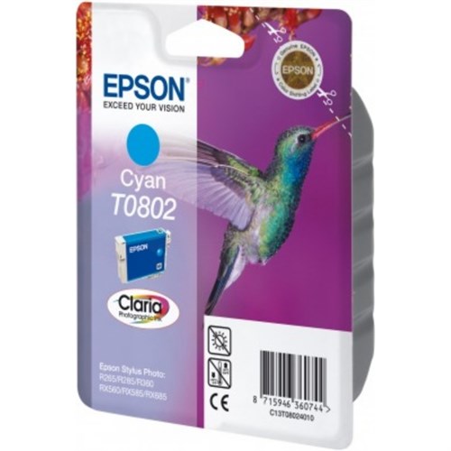 Epson C13T08024011/T0802 Ink cartridge cyan, 435 pages ISO/IEC 24711 7.4ml for Epson Stylus Photo P 50/PX/PX 730/R 265