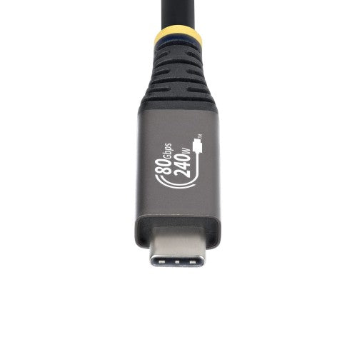 StarTech.com 50cm (1.6ft) USB4 Cable, 80Gbps, USB-IF Certified USB-C Cable, 240W PD, 8K 120Hz/4K 240Hz DP2.1 DP80, TPE Jacket, Thunderbolt 4 Compatible - Black USB-C Cord