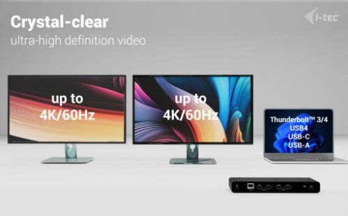 i-tec Universal Dual 4K Display Docking Station + Power Delivery 85W