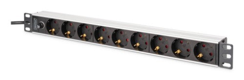 Digitus DN-95437 power distribution unit (PDU) 9 AC outlet(s) 1U Black, Silver