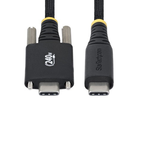 StarTech.com 6.6ft (2m) USB-C Charging Cable, Side Screw Locking, 240W (5A) PD EPR, Dual-Layer Silicone/Braided Jacket, USB 2.0 Laptop Charger Cable, USB-IF Certified, Rugged USB-C Charging Cord