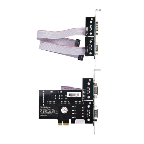StarTech.com 4-Port Serial PCIe Card, Quad-Port PCI Express to RS232/RS422/RS485 (DB9) Serial Card, Low-Profile Bracket Incl., 16C1050 UART, Windows/Linux, TAA Compliant - Level-4 ESD Protection