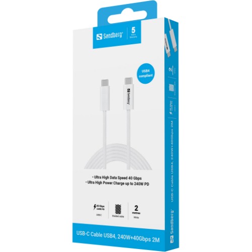 Sandberg USB-CC USB4 240W+40Gbps, 2M