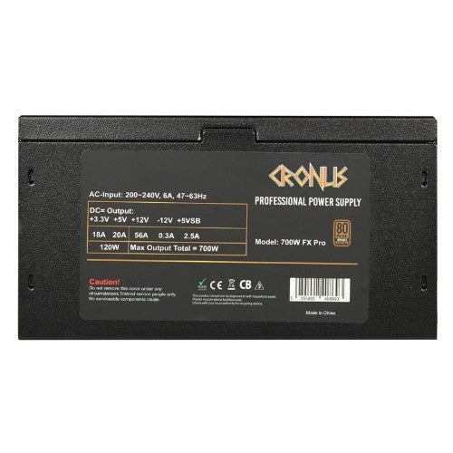 CRONUS 700ATV FX PRO 700W PSU 140mm Silent Cooling Fan 80 PLUS Bronze Non Modular Flat Black Cables Supreme Performance power supply unit ATX