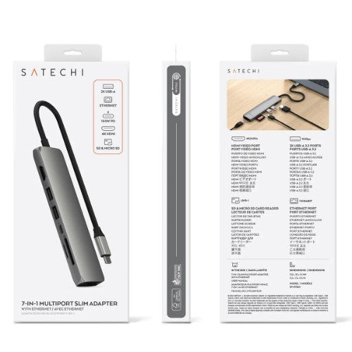 Satechi ST-P7SM interface hub USB Type-C 10000 Mbit/s Grey