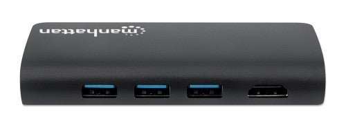Manhattan USB-C Dock/Hub with Card Reader, Ports (x5): Ethernet, USB-A (3) and USB-C, 5 Gbps (USB 3.2 Gen1 aka USB 3.0), With Power Delivery (100W) to USB-C Port (Note additional USB-C wall charger and USB-C cable needed), Universal for all devices, Alumi
