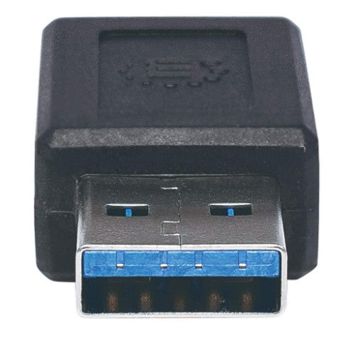 Manhattan USB-C to USB-A Adapter, Female to Male, 10 Gbps (USB 3.2 Gen2 aka USB 3.1), SuperSpeed+ USB, Black, Lifetime Warranty
