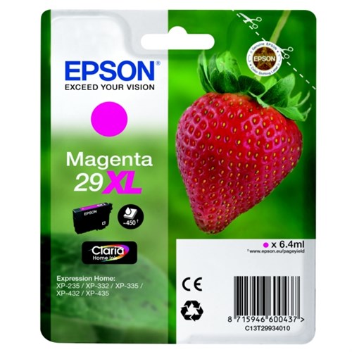 Epson C13T29934012/29XL Ink cartridge magenta high-capacity, 450 pages ISO/IEC 19752 6,4ml for Epson XP 235/335