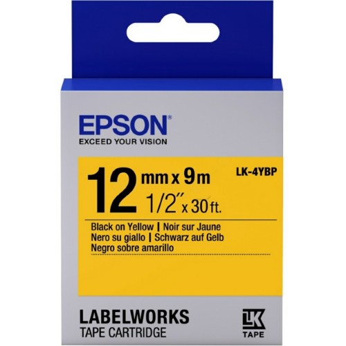Epson C53S654008/LK-4YBP DirectLabel-etikettes black on yellow 12mm x 9m for Epson LabelWorks 4-18mm/36mm/6-12mm/6-18mm/6-24mm
