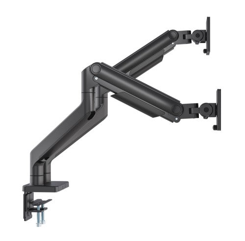 Manhattan Dual Desk Mount for TV & Monitors (Full Motion Spring), For screens 13" to 45", Clamp or Grommet Assembly, VESA compatibility: 75x75 and 100x100mm - check the dimensions of the four mounting holes on back of screen to ensure it fits, Max 20kg (e