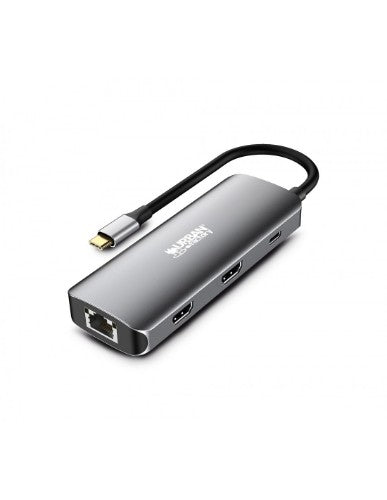 Urban Factory HUBEE 7 IN 1 : HUB USB-C WITH 3 USB-A / 2 HDMI 4K / 1 RJ45 ET 1 USB-C 100W PD
