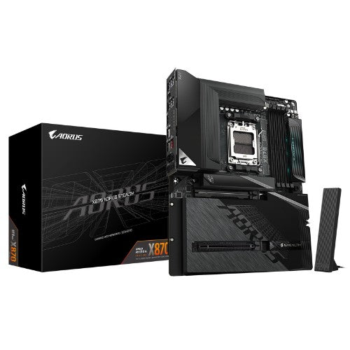 GIGABYTE X870 AORUS STEALTH Motherboard - Supports AMD Ryzen 9000 CPUs, 16+2+2 Phases Digital VRM, up to 8200Hz DDR5 (OC), 2xPCIe 5.0 + 2xPCIe 4.0, Wi-Fi 7, 5 GbE LAN, USB 4