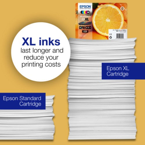 Epson C13T33574011/33XL Ink cartridge multi pack high-capacity Bk,C,M,Y,PBK EasyMail 12,2ml+3x8,9ml+8,1ml Pack=5 for Epson XP 530