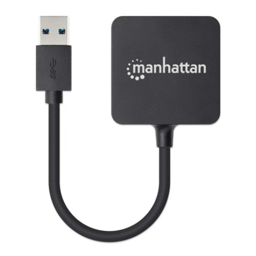 Manhattan USB-A 4-Port Hub, 4x USB-A Ports, 5 Gbps (USB 3.2 Gen1 aka USB 3.0), Bus Power, Fast charging x1 Port up to 0.9A or x4 Ports with power jack (not included), SuperSpeed USB, Black, Three Year Warranty, Equivalent to ST4300MINU3B