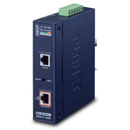 PLANET IPOE-171-60W network switch Gigabit Ethernet (10/100/1000) Power over Ethernet (PoE) Blue