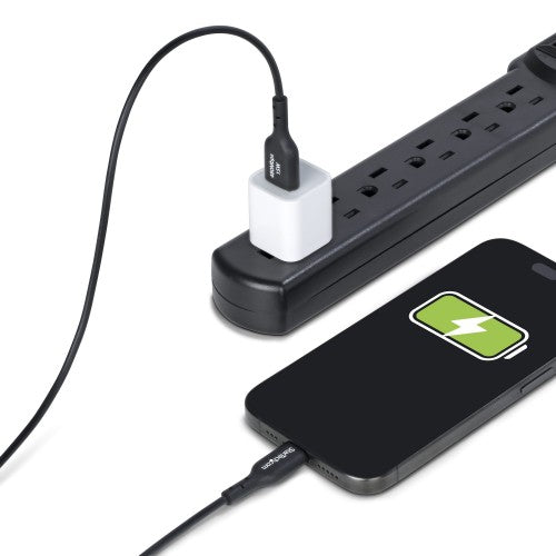 StarTech.com 3ft (1m) USB-A to USB-C Charging Cable, Charge & Sync, 3A, USB 2.0, TPE Jacket - Black USB Charging Cord